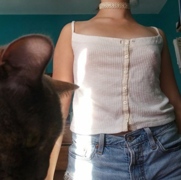 Cream Cropped Spaghetti Strap - Picture 1 of 3